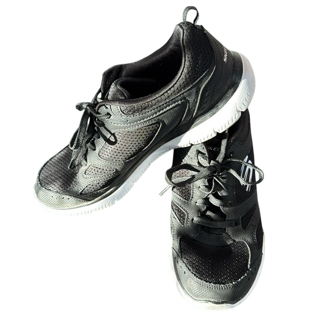 Skechers Black Mesh Lightweight Comfort Walking Training Sneakers - Picture 2 of 5